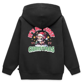 Conception de rennes pour Noël et l’hiver - Sweat Premium à capuche zippé enfant bio - noir - Dos - AI Model Kid Male (0cm)