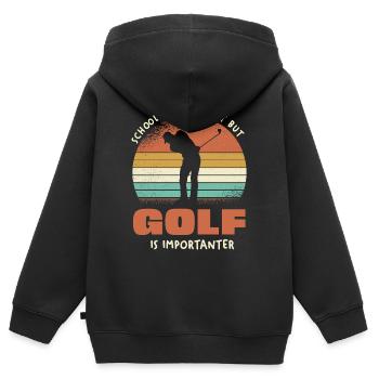 Le golf est plus important que le rétro scolaire - Sweat Premium à capuche zippé enfant bio - noir - Dos - AI Model Kid Male (0cm)
