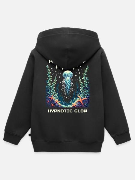 Passive Stärkung : Hypnotischer Glow | Quallen - Kinder Premium Organic Zip Hoodie - Schwarz