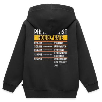 Phlébotomiste Taux horaire Phlébotomie Hommes Femmes - Sweat Premium à capuche zippé enfant bio - noir - Dos - AI Model Kid Male (0cm)