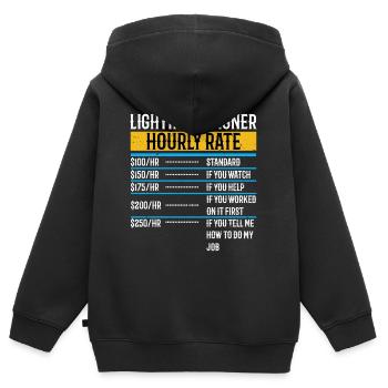 Lichtdesigner Stundensatz Lustige Beleuchtung - Kinder Premium Organic Zip Hoodie - Schwarz - Hinten - AI Model Kid Male (0cm)