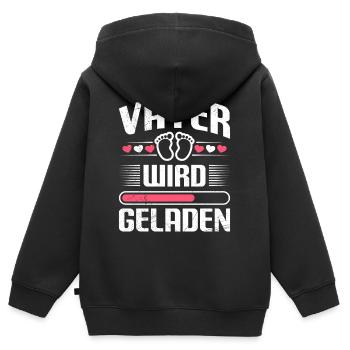 Zukünftiger VATER WIRD GELADEN Vaterschaft Lustig - Kinder Premium Organic Zip Hoodie - Schwarz - Hinten - AI Model Kid Male (0cm)