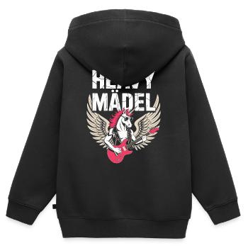 Heavy Metal Rock Festival Licorne Heavy Girl - Sweat Premium à capuche zippé enfant bio - noir - Dos - AI Model Kid Male (0cm)