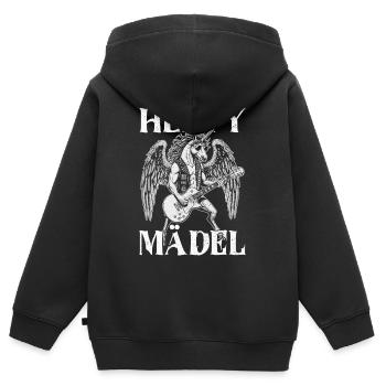 Heavy Metal Rock Festival Licorne Heavy Girl - Sweat Premium à capuche zippé enfant bio - noir - Dos - AI Model Kid Male (0cm)