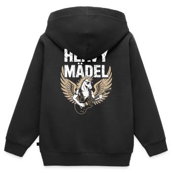 Heavy Metal Rock Festival Licorne Heavy Girl - Sweat Premium à capuche zippé enfant bio - noir - Dos - AI Model Kid Male (0cm)