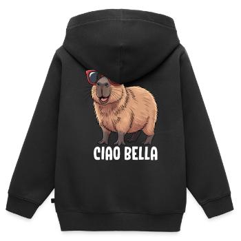 Ciao Bella - Sweat Premium à capuche zippé enfant bio - noir - Dos - AI Model Kid Male (0cm)