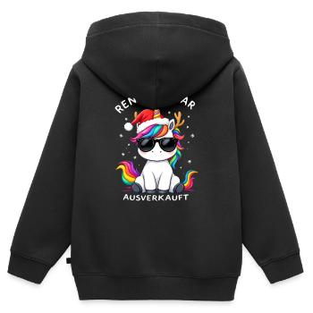 Renne a été vendu Licorne Noël - Sweat Premium à capuche zippé enfant bio - noir - Dos - AI Model Kid Male (0cm)