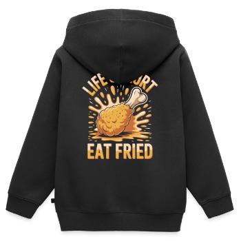 Fried Chicken Foodie: Life's Short Eat Fried - Kinder Premium Organic Zip Hoodie - Schwarz - Hinten - AI Model Kid Male (0cm)