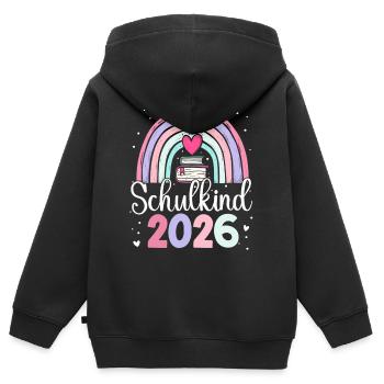 Écolier 2026 Arc-en-ciel - Sweat Premium à capuche zippé enfant bio - noir - Dos - AI Model Kid Male (0cm)