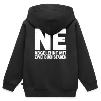 NE? Chemise de rejet cool avec un message clair - Sweat Premium à capuche zippé enfant bio - noir - Dos - AI Model Kid Male (0cm)