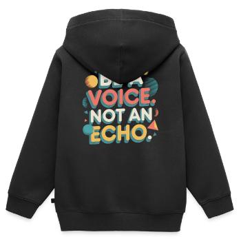 Be a Voice – Mutmacher Spruch im Retro Style - Kinder Premium Organic Zip Hoodie - Schwarz - Hinten - AI Model Kid Male (0cm)