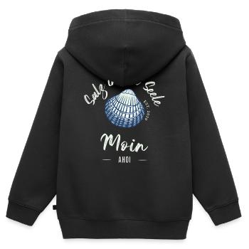 Salz in der Seele | Moin - Kinder Premium Organic Zip Hoodie - Schwarz - Hinten - AI Model Kid Male (0cm)
