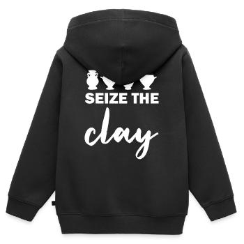 Silhouette du trophée Seize The Day - Sweat Premium à capuche zippé enfant bio - noir - Dos - AI Model Kid Male (0cm)