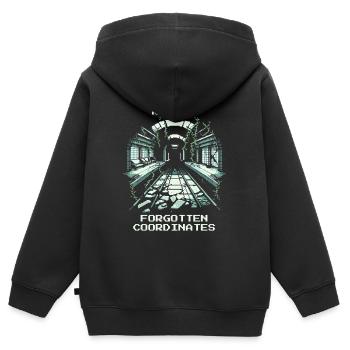 Region freigeschaltet: Vergessene Koordinaten - Kinder Premium Organic Zip Hoodie - Schwarz - Hinten - AI Model Kid Male (0cm)