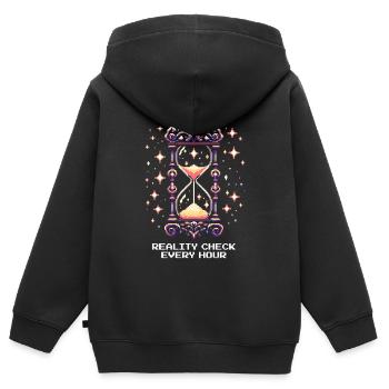 Main Quest: Hourly Reality Check | Lucid dream - Kids Premium Organic Zip-up Hoodie - black - Back - AI Model Kid Male (0cm)