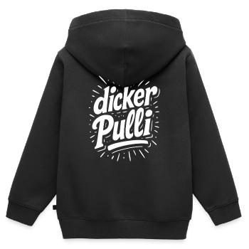 Pull épais Neon Typo - Sweat Premium à capuche zippé enfant bio - noir - Dos - AI Model Kid Male (0cm)