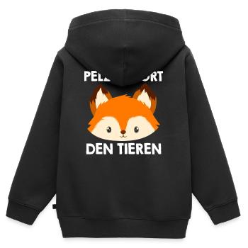 Tierschutz PELZ GEHÖRT TIEREN Lustiges - Kinder Premium Organic Zip Hoodie - Schwarz - Hinten - AI Model Kid Male (0cm)