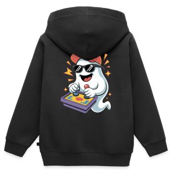 Retro Gamer Halloween Geist - Kinder Premium Organic Zip Hoodie - Schwarz - Hinten - AI Model Kid Male (0cm)