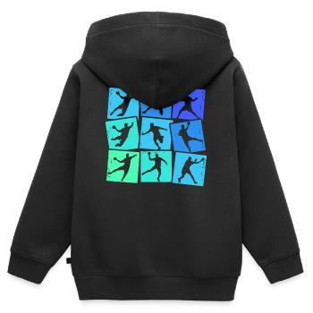 Handball Handballer Handballspieler Kinder Jungen  - Kinder Premium Organic Zip Hoodie - Schwarz - Hinten - AI Model Kid Male (0cm)