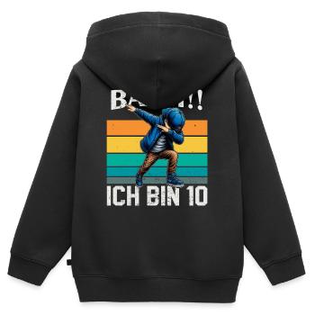 Bääm Ich bin 10 - Kinder Premium Organic Zip Hoodie - Schwarz - Hinten - AI Model Kid Male (0cm)