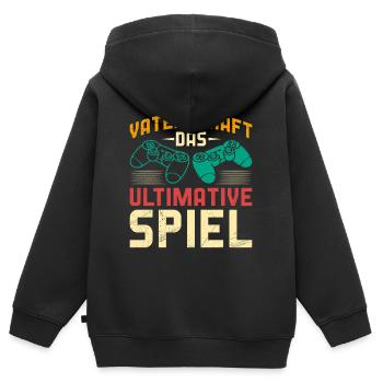 PATERNITÉ LE JEU ULTIME Plaisir - Sweat Premium à capuche zippé enfant bio - noir - Dos - AI Model Kid Male (0cm)
