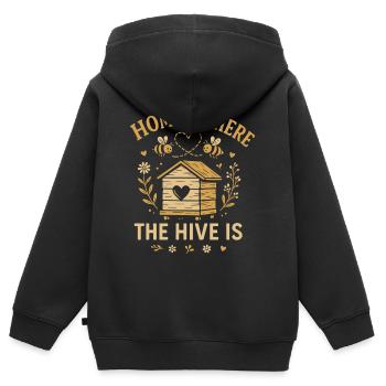 Home Is Where The Hive Is - Bienenstock - Kinder Premium Organic Zip Hoodie - Schwarz - Hinten - AI Model Kid Male (0cm)
