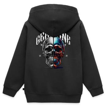 Spalt Schädel Neon Kontrast Germane - Kinder Premium Organic Zip Hoodie - Schwarz - Hinten - AI Model Kid Male (0cm)