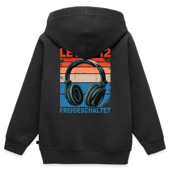 12. Geburtstag Junge Level 12 freigeschaltet - Kinder Premium Organic Zip Hoodie - Schwarz - Hinten - AI Model Kid Male (0cm)