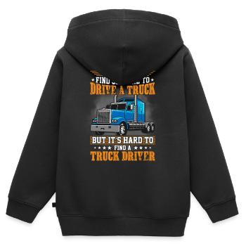 Lkw Fahrer  - Kinder Premium Organic Zip Hoodie - Schwarz - Hinten - AI Model Kid Male (0cm)