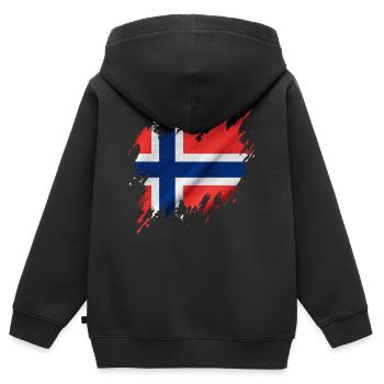 Norwegische Flagge, zerrissen Stil - Kinder Premium Organic Zip Hoodie - Schwarz - Hinten - AI Model Kid Male (0cm)