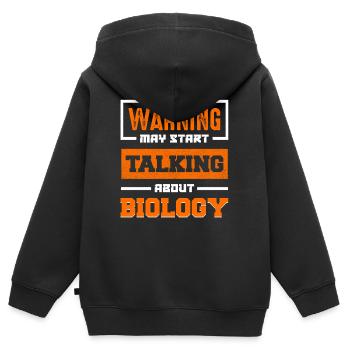 Warnung: Biology Gespräch - Kinder Premium Organic Zip Hoodie - Schwarz - Hinten - AI Model Kid Male (0cm)