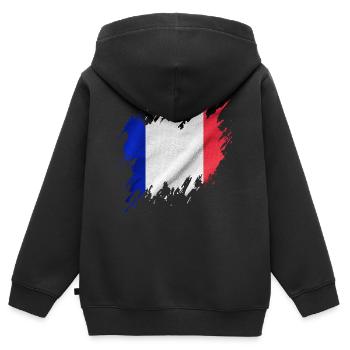 Flagge Frankreichs, zerrissen Stil - Kinder Premium Organic Zip Hoodie - Schwarz - Hinten - AI Model Kid Male (0cm)