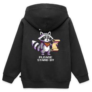 Brouillard cérébral actif | S’il vous plaît, soyez patient un instant - Sweat Premium à capuche zippé enfant bio - noir - Dos - AI Model Kid Male (0cm)