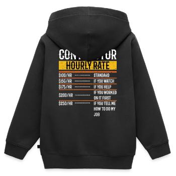 Funny Contractor Hourly Rate Handyman Labor Rate - Kinder Premium Organic Zip Hoodie - Schwarz - Hinten - AI Model Kid Male (0cm)