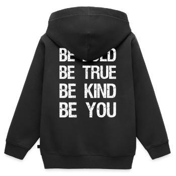 be bold be true be kind be you - Kinder Premium Organic Zip Hoodie - Schwarz - Hinten - AI Model Kid Male (0cm)