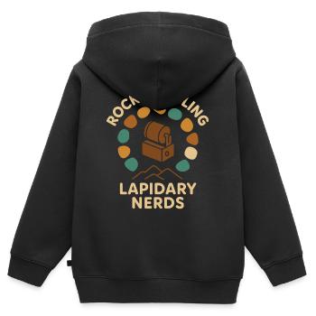 Rock Tumbling Lapidary Nerds - Sweat Premium à capuche zippé enfant bio - noir - Dos - AI Model Kid Male (0cm)