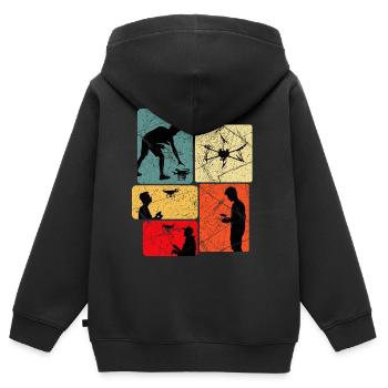 Drohnen fliegen Spruch Geschenkidee - Kinder Premium Organic Zip Hoodie - Schwarz - Hinten - AI Model Kid Male (0cm)