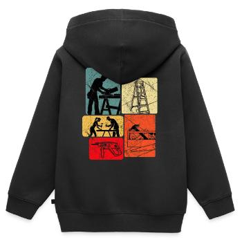 DIY Projekt Spruch Familienzeit - Kinder Premium Organic Zip Hoodie - Schwarz - Hinten - AI Model Kid Male (0cm)