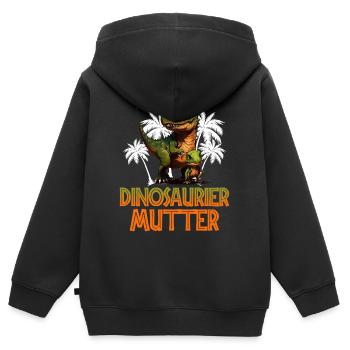 future maman maman SAURUS bientôt maman drôle - Sweat Premium à capuche zippé enfant bio - noir - Dos - AI Model Kid Male (0cm)