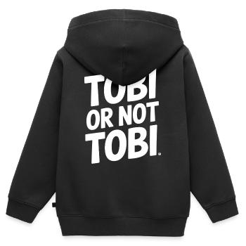 Tobi ou pas Tobi – Telle est la question - Sweat Premium à capuche zippé enfant bio - noir - Dos - AI Model Kid Male (0cm)