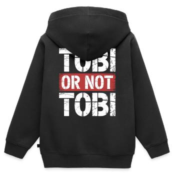 Tobi ou pas Tobi - Sweat Premium à capuche zippé enfant bio - noir - Dos - AI Model Kid Male (0cm)