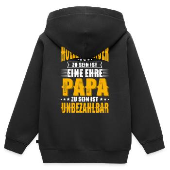 Sculpteur sur bois Papa - Sweat Premium à capuche zippé enfant bio - noir - Dos - AI Model Kid Male (0cm)