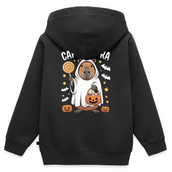 Capybara Halloween Capy-Boo-Ra Fun - Sweat Premium à capuche zippé enfant bio - noir - Dos - AI Model Kid Male (0cm)