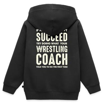 Victoire par instruction de l’entraîneur - Sweat Premium à capuche zippé enfant bio - noir - Dos - AI Model Kid Male (0cm)