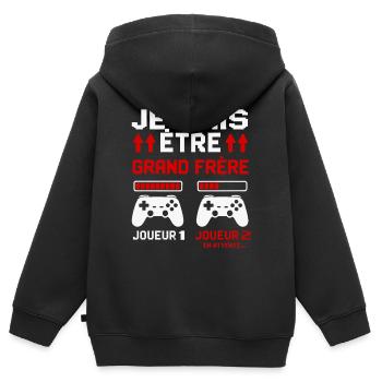 I'm going to be a big brother Future big brother gamer - Kids Premium Organic Zip-up Hoodie - black - Back - AI Model Kid Male (0cm)