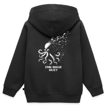 Freak Out d’encre | Capacité passive Octopus Humour - Sweat Premium à capuche zippé enfant bio - noir - Dos - AI Model Kid Male (0cm)