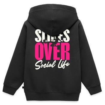 Glisse sur la vie sociale des filles de football - Sweat Premium à capuche zippé enfant bio - noir - Dos - AI Model Kid Male (0cm)
