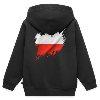 Flagge Polens, zerrissener Stil - Kinder Premium Organic Zip Hoodie - Schwarz - Hinten - AI Model Kid Male (0cm)