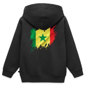 Senegalesische Flagge im zerrissenen Stil - Kinder Premium Organic Zip Hoodie - Schwarz - Hinten - AI Model Kid Male (0cm)