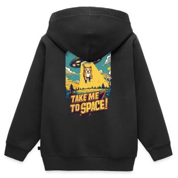 Cat UFO All-Adventure - Kids Premium Organic Zip-up Hoodie - black - Back - AI Model Kid Male (0cm)